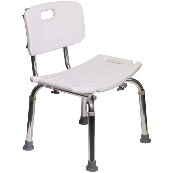 Scaun de dus cu spatar, reglabil pe inaltime, cu cadru din aluminiu, alb