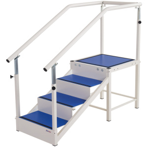 Scara simpla cu 3 trepte, cu balustrada, pentru reabilitarea mersului