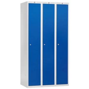 Dulap vestiar, 3 secțiuni, 1200x550x1740 mm, usa albastru metalizat