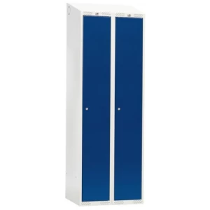 Dulap vestiar DELUX, 2 sectiuni, 600x550x1900, usi albastre