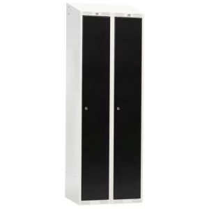 Dulap vestiar DELUX, 2 sectiuni, 600x550x1900, usi negre